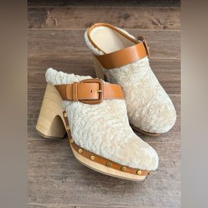 Veronica Beard Dacey Shearling Mules Size 8.5